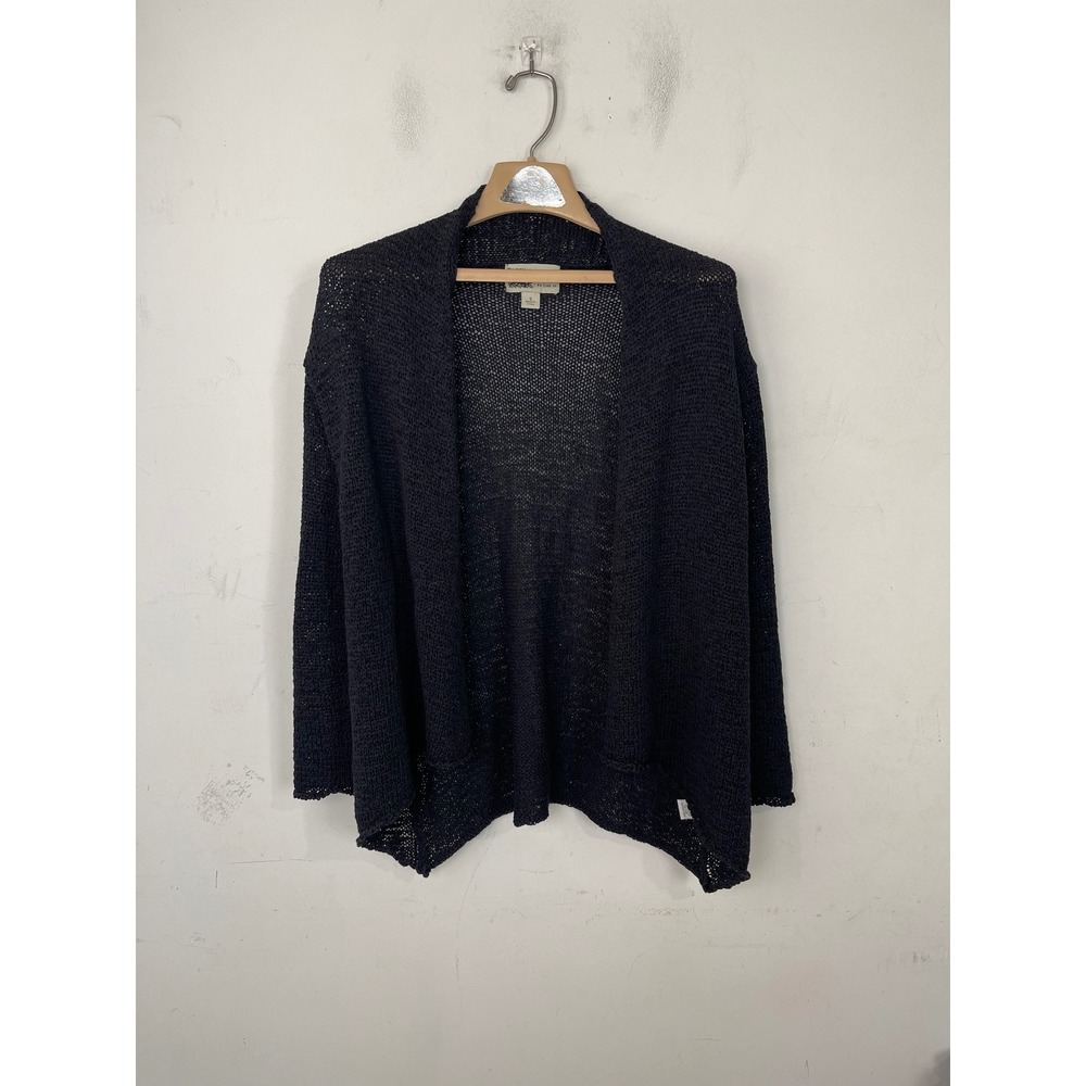 Habitat Black Open Knit Cardigan Sweater Womens Small Cotton Goth Emo Grunge